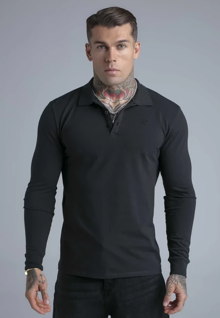 Мужской лонгслив SikSilk LS BUTTON, черный