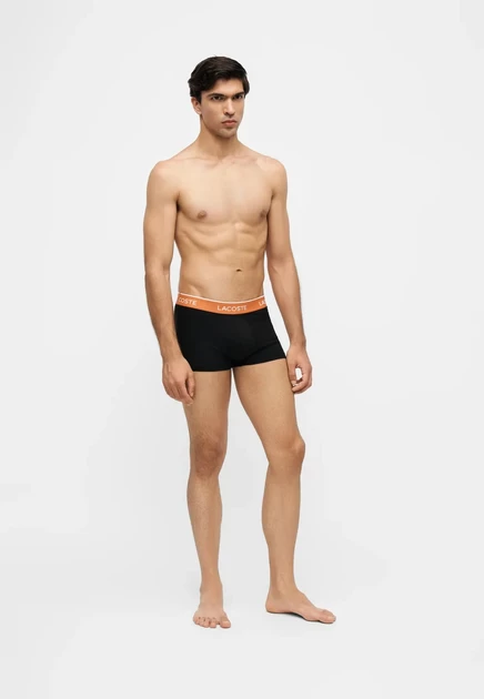 Lacoste UNDERWEAR TRUNK 3 PACK - Trunks - black/sencha green black/pumpkin orange