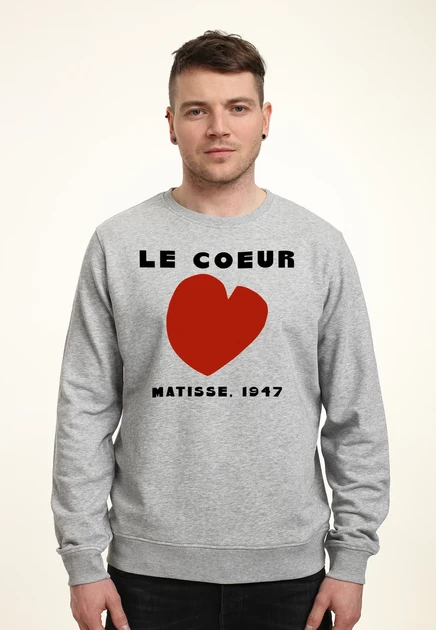 Мужской свитшот Henry Tiger Matisse Le Coeur, серый меланж