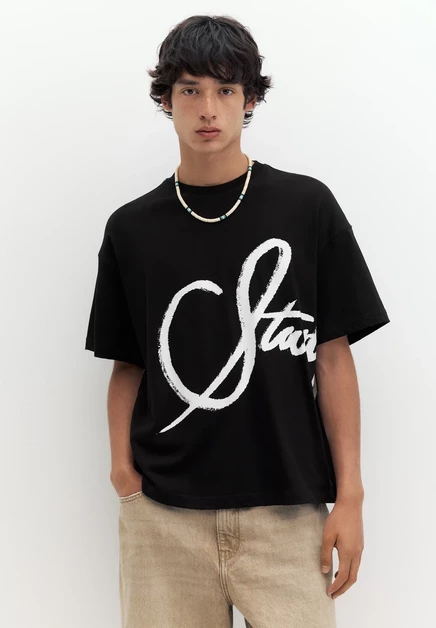Мужская футболка Pull&Bear Stwd Graffiti, черная