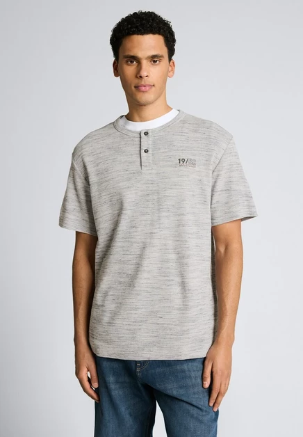 Мужская футболка Tom Tailor Henley, бело-серая
