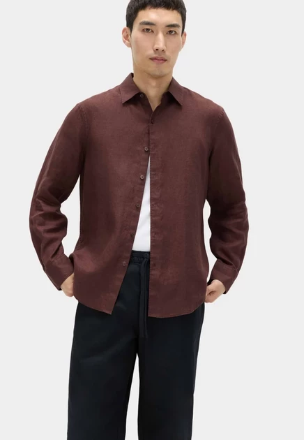 Мужская льняная рубашка Marks & Spencer, песочная