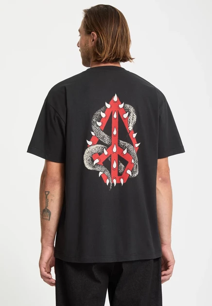 Мужская футболка Volcom SNAKE PEACE LSE с принтом, черная