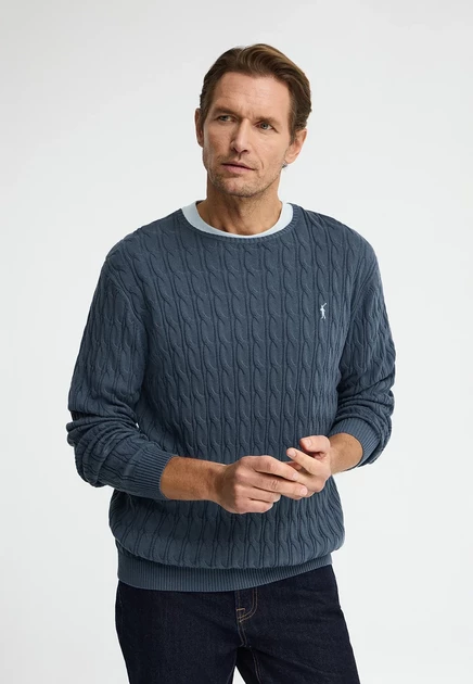 Polo Club GO CABLE U VO - Jumper - baby blue denim blue