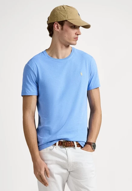 Polo Ralph Lauren CUSTOM SLIM FIT JERSEY CREWNECK T-SHIRT - Basic T-shirt - defender green bristol blue/c1359