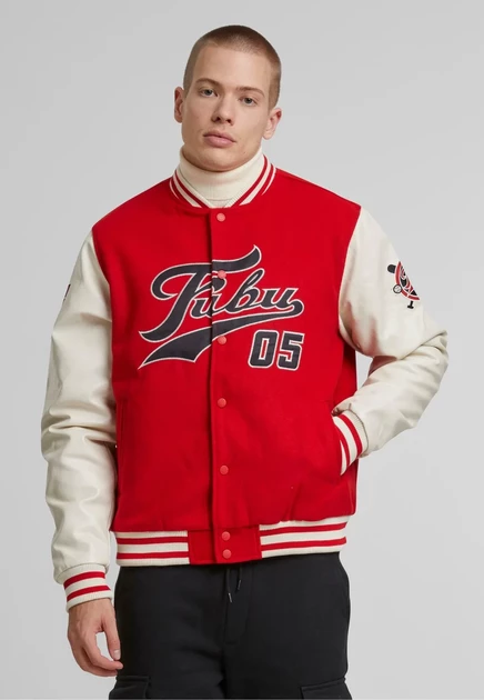 Мужской бомбер FUBU Varsity Block College, красно-белый