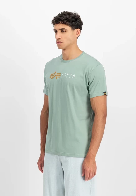 Мужская футболка Alpha Industries Label, бело-зеленая
