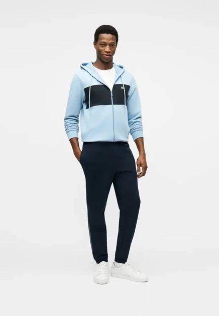 Мужское худи Lacoste на молнии, черно-серое