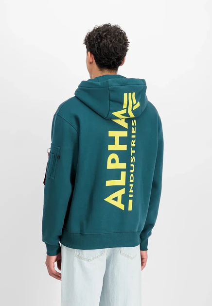 Alpha Industries Hoodie - black deep petrol