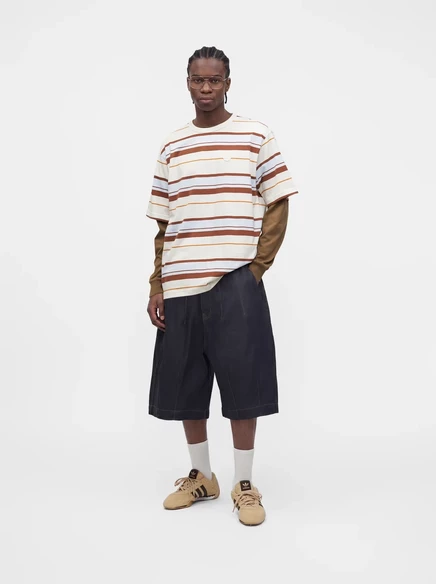 Футболка унисекс adidas Stripe Tee, розово-белая