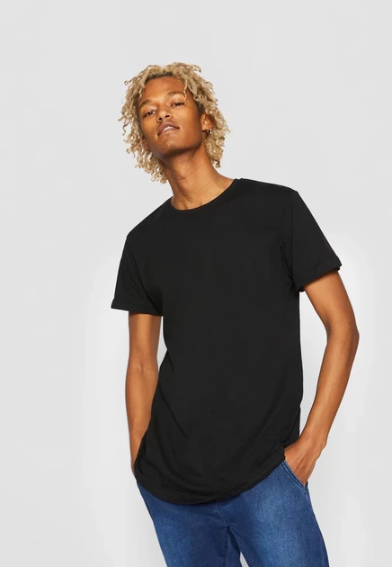 Urban Classics SHAPED LONG - Basic T-shirt - bottlegreen black