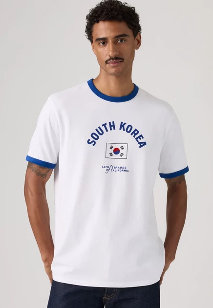 Levi's® FOOTBALL RINGER - Print T-shirt - red white blue x south korea ringer tee multi color