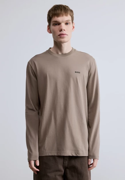 Мужской лонгслив BOSS Tee Long, черно-зеленый