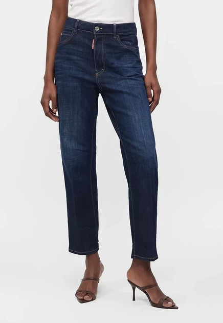 Женские джинсы DSquared2 Boston прямого кроя, тёмно-синие