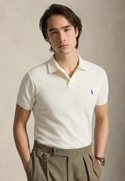 Мужское поло Polo Ralph Lauren Custom Slim Fit, кремовое