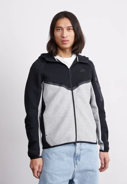 Nike Sportswear Fleece jacket - dk grey heather black black/dark grey heather