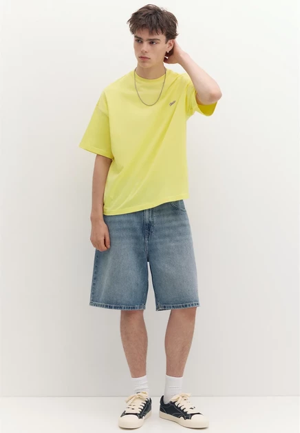 Мужская футболка с логотипом Pull&Bear, желтая