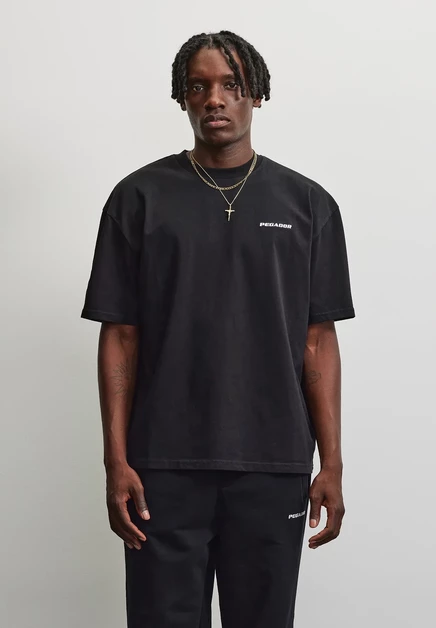 Pegador LOGO OVERSIZED TEE - Basic T-shirt - grey/white washed black