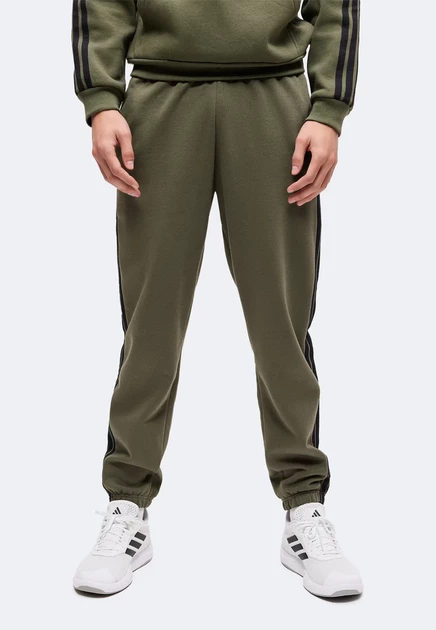 adidas Sportswear ESSENTIALS 3 STRIPES TAPERED CUFFED PANTS - Tracksuit bottoms - team navy blue 2/white olive four/black
