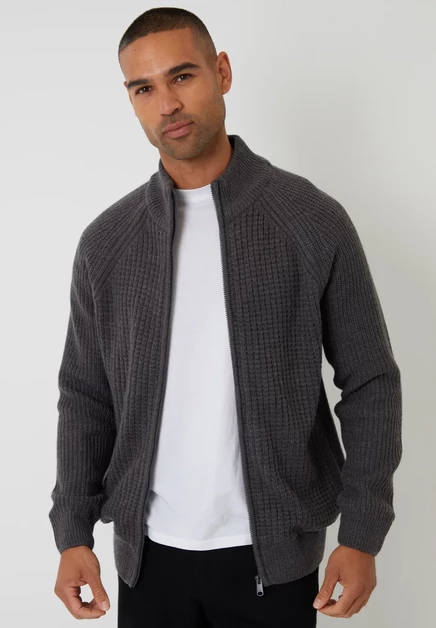Мужской кардиган Threadbare Westleigh, серый меланж