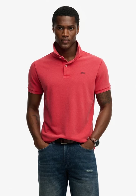 Мужское поло Superdry Co, темно-синее с малиновым