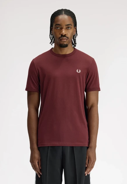 Мужская футболка Fred Perry Ringer, бордовая