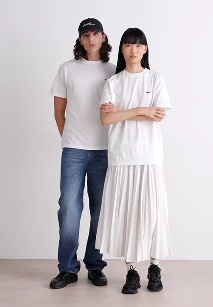 Унисекс футболка Lacoste с принтом, белая