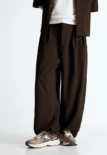 Мужские брюки Bershka Pleated Super Baggy, коричневые