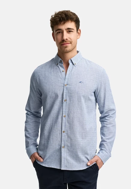 Мужская рубашка Indicode Jeans, бело-бирюзовая