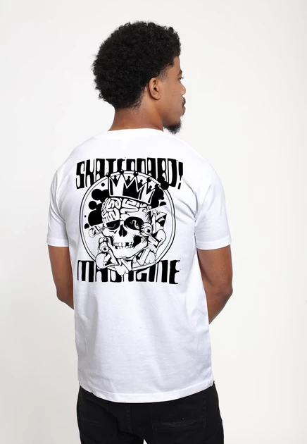 Мужская футболка Henry Tiger Skateboard Magazine Skull, белая