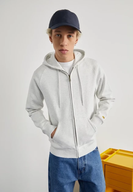 Мужское худи Carhartt WIP Chase на молнии, серое