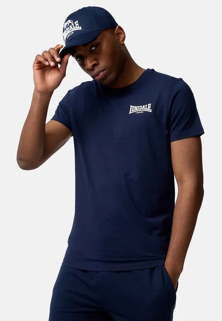 Мужская футболка Lonsdale Elmdon, темно-синяя с белым