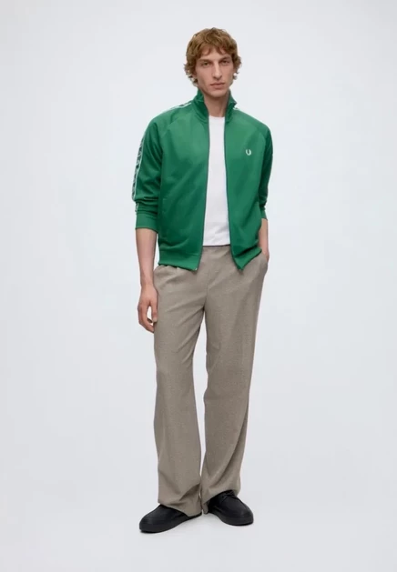 Мужская толстовка Fred Perry CONTRAST TAPE на молнии, зеленая