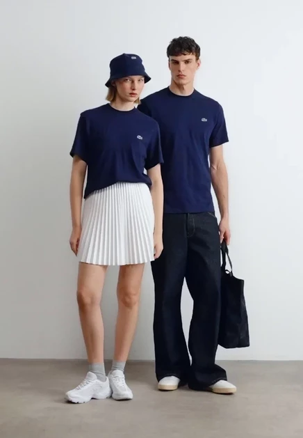Футболка унисекс Lacoste с принтом, бело-синяя
