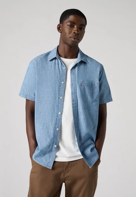 Мужская рубашка Levi's SUNSET, клетчатая, голубая