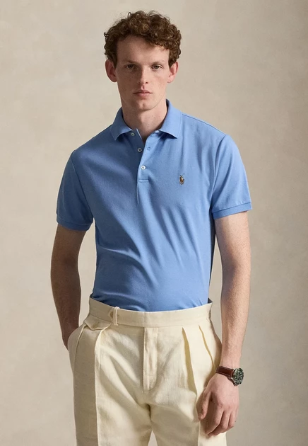 Polo Ralph Lauren CUSTOM SLIM FIT SOFT COTTON POLO SHIRT - Polo shirt - pale cream sky blue