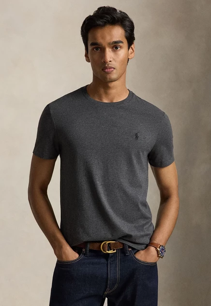 Polo Ralph Lauren CUSTOM SLIM FIT JERSEY CREWNECK T-SHIRT - Basic T-shirt - garden pink windsor heather