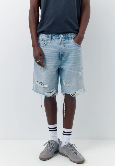 Мужские джинсовые шорты Pull&Bear, голубые