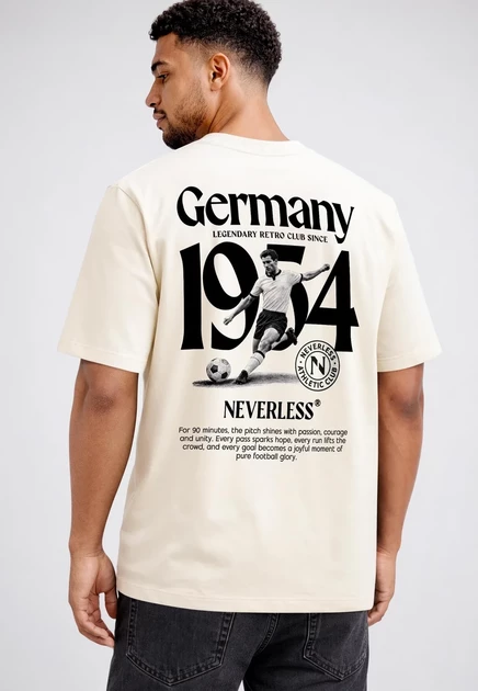 Мужская футболка Neverless Germany 1954, светло-бежевая