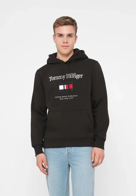 Мужское худи Tommy Hilfiger Embro Flag, шоколадное