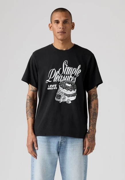 Levi's® RELAXED FIT TEE - Print T-shirt - coastal creative fresh and smooth pumice stone jet black