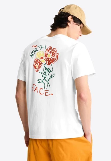 Футболка унисекс The North Face FLOWER, бело-желтая