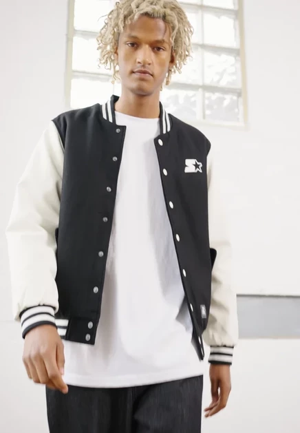 Starter COLLEGE - Bomber Jacket - black/white black/white