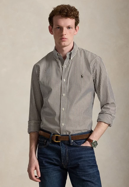 Мужская рубашка Polo Ralph Lauren, коричнево-белая
