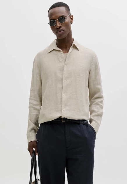 Мужская рубашка Jack & Jones JPRBLALAWRENCE, бело-бежевая