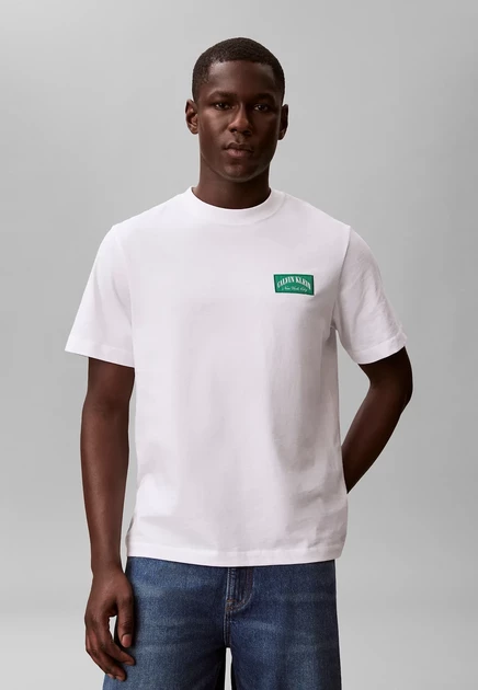 Calvin Klein Jeans EASY COLLEGIATE BADGE TEE - Print T-shirt - black bright white