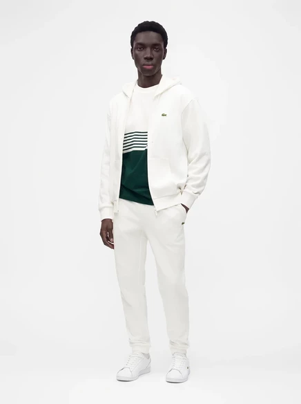 Унисекс худи на молнии Lacoste, кремовое