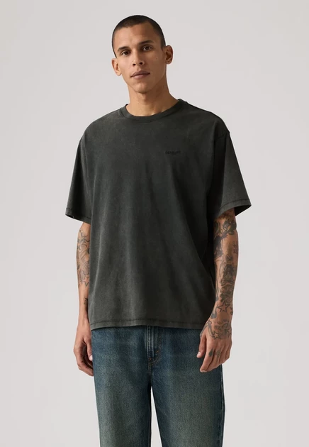 Levi's® TAB VINTAGE TEE - Print T-shirt - rheem overdye stripe smoked pearl overdye weathered finish jet black