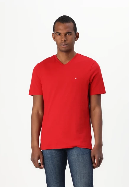 Мужская футболка Tommy Hilfiger с V-вырезом, красная