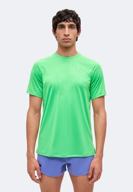 Nike Performance STRIDE - Sports T-shirt - midnight navy/reflective silver-coloured green spark